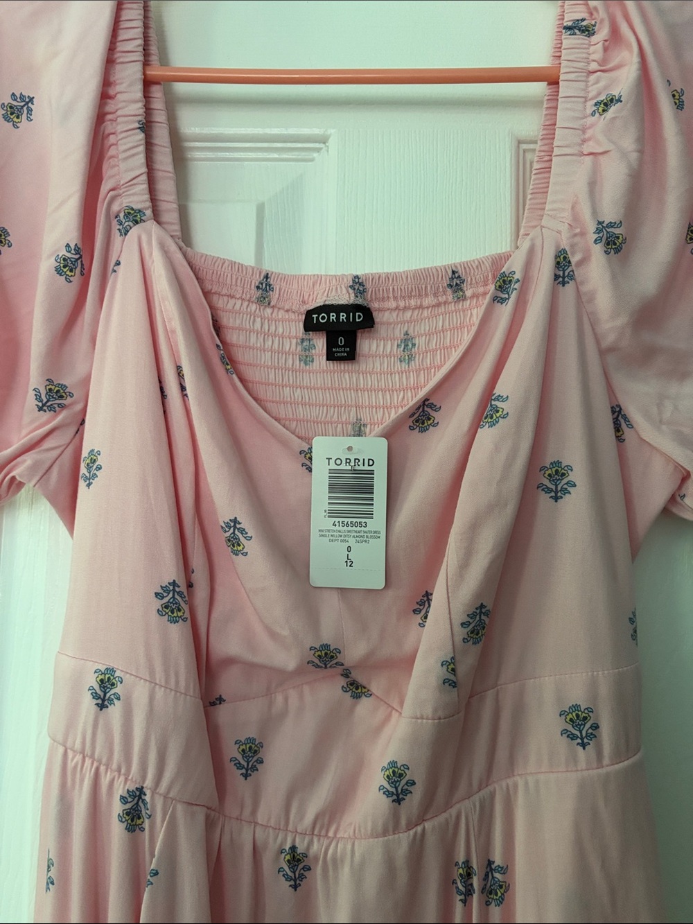 torrid Pink Floral Square-Neck Midi Dress with Puff Sleeves - Picture 3 of 5